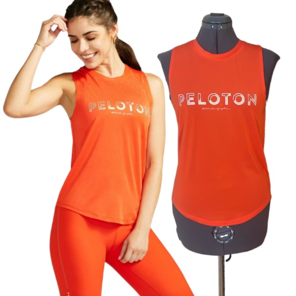 Peloton x Spiritual Gangster Orange Muscle Tank Top Size Small